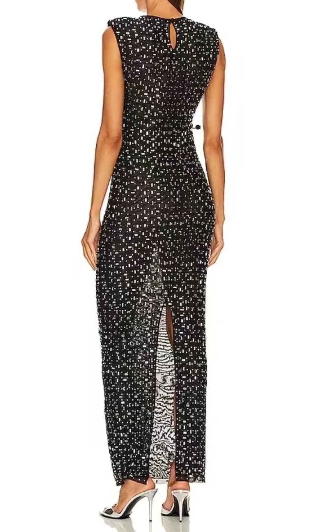 Fashionslee Women Dafina Black Crystal Maxi Dress