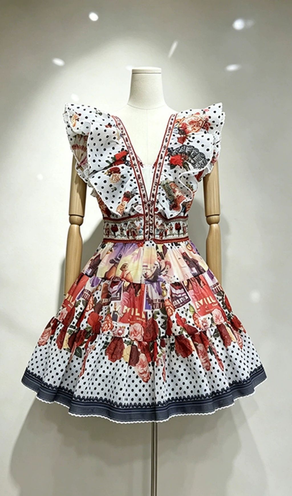 3ed10bf1e46040a8088ed6d9e67b0831.jpg Fashionslee Women Kirti V-Neck Printed Mini Dress