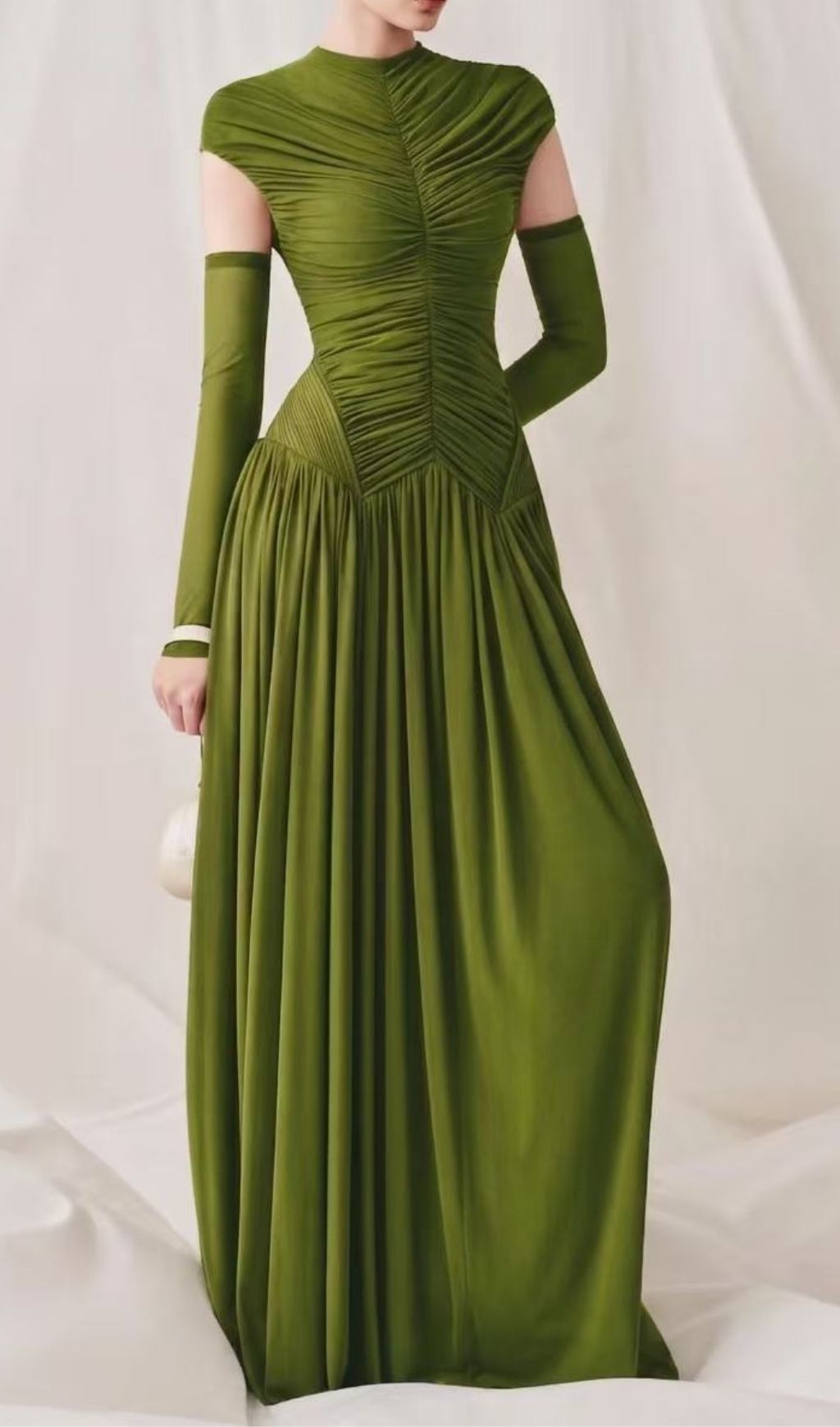 Fashionslee Women Kiele Green Ruched Maxi Dress