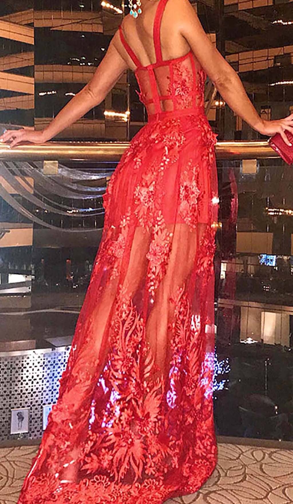 Fashionslee Women Floral Corset Lace Maix Dress In Red