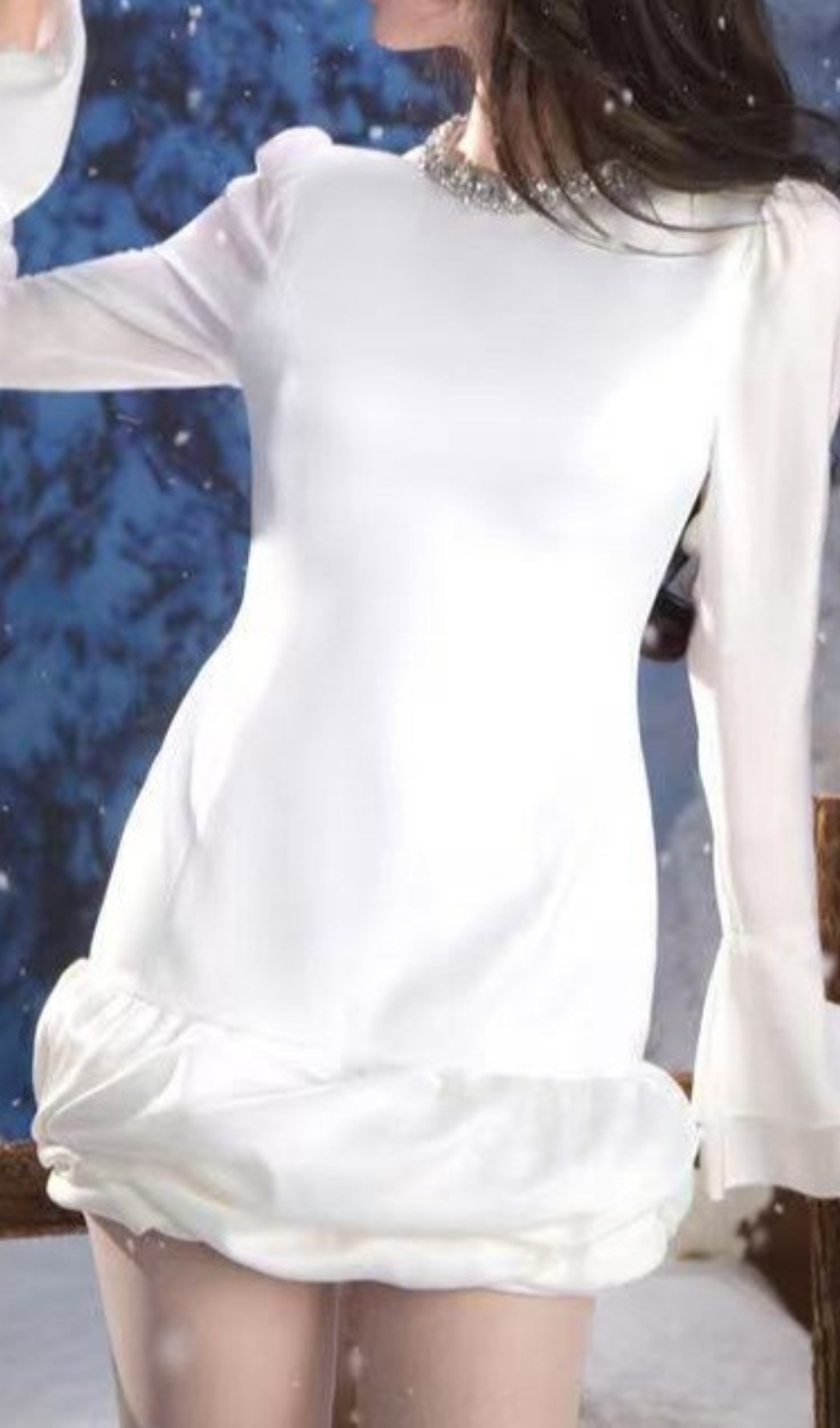 Fashionslee Women Cemre White Long Sleeve Mini Dress