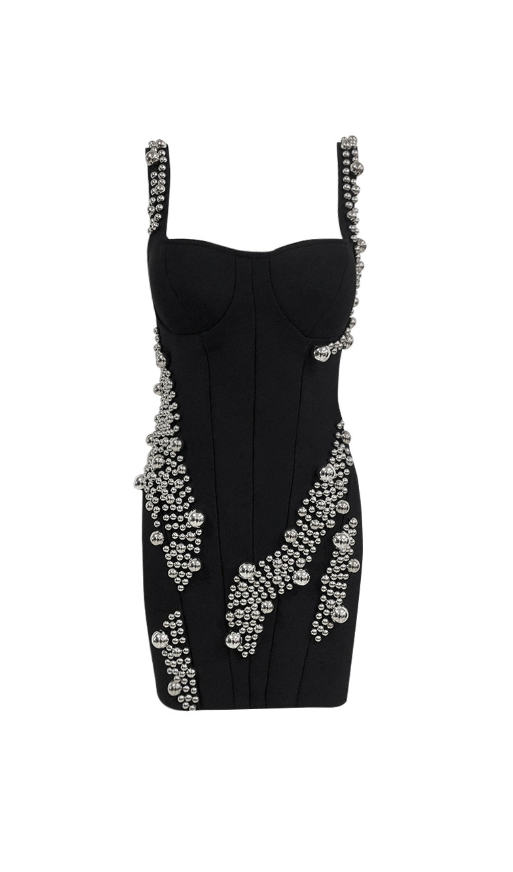 Fashionslee Women Biagio Black Embellished Mini Dress