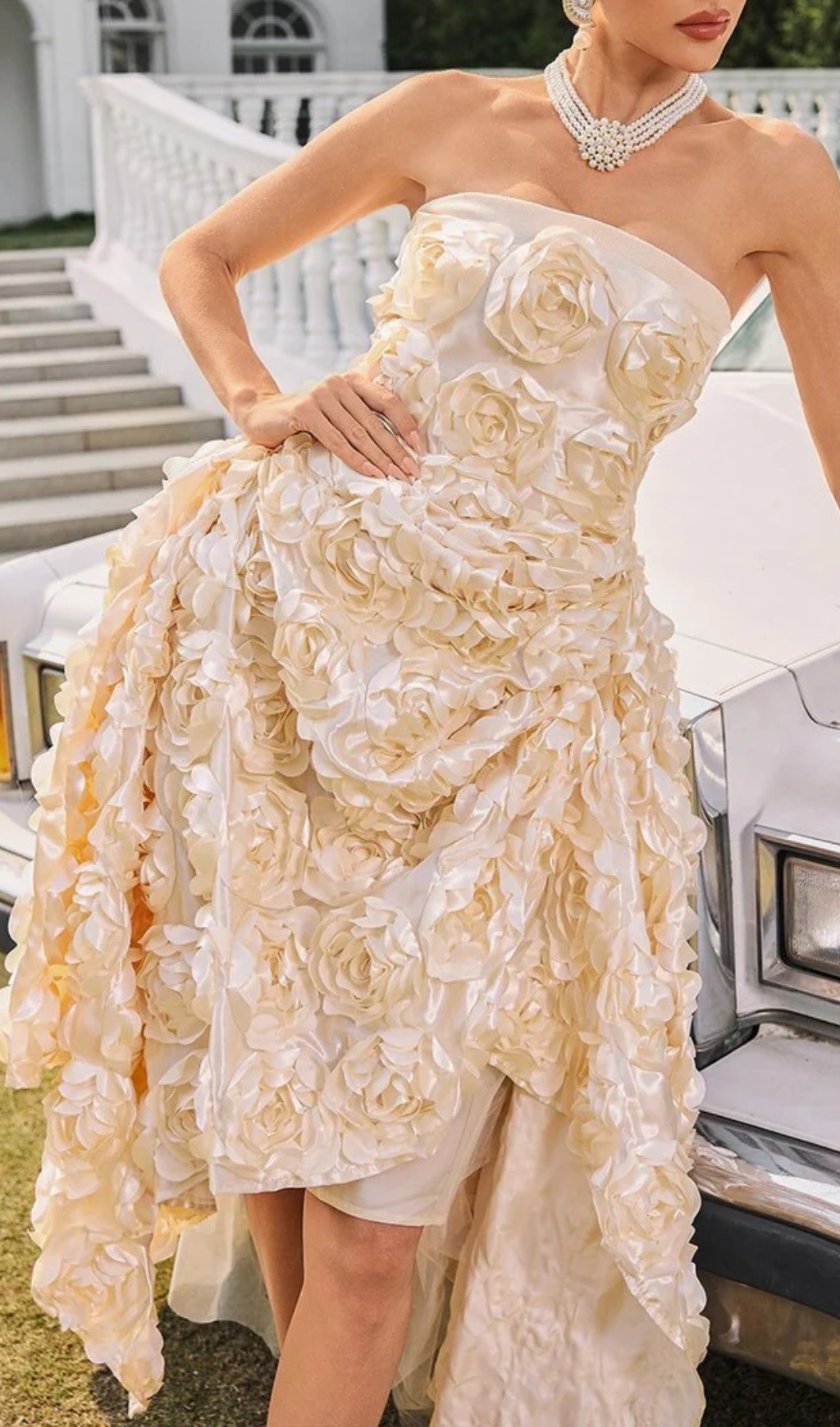Fashionslee Women Nyviera Strapless Flower Midi Dress