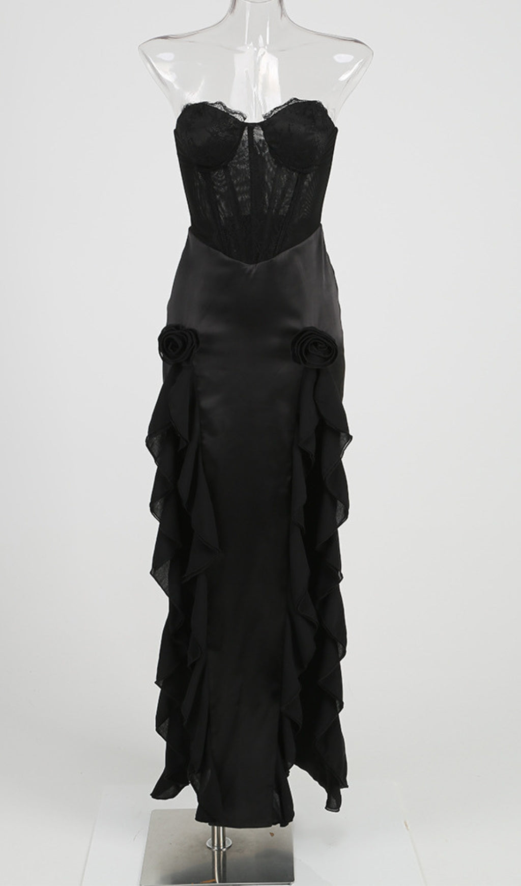 3f517b9326e1f69f59f34d96ca4739b4.jpeg Fashionslee Women Amélie Black Satin Lace Corset Maxi Dress
