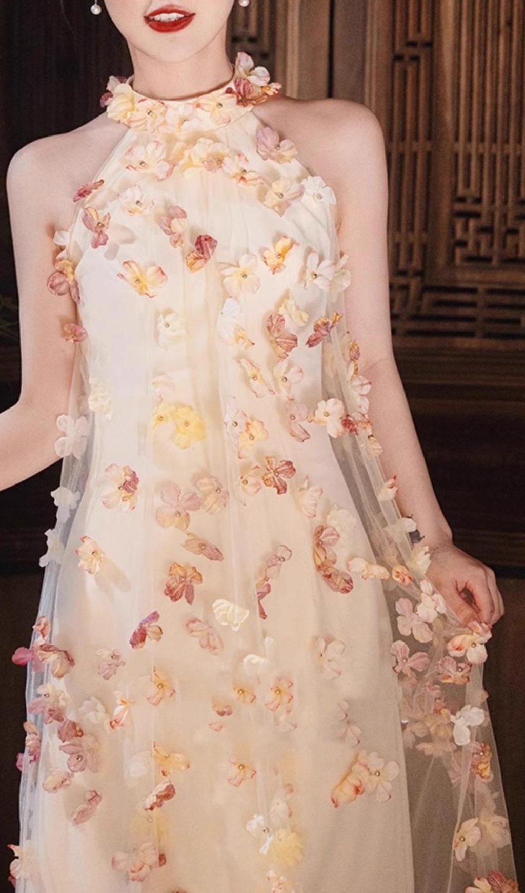 3f5cece183ffa287c4880e977e762ece.jpg Fashionslee Women Brecken Flower Halter Mesh Maxi Dress