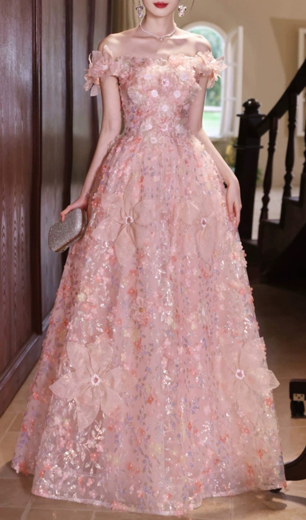 3fc4dfee559c9ca84d975391bb0ecdd3.png Fashionslee Women Harmony Pink Flower Sequin Maxi Dress