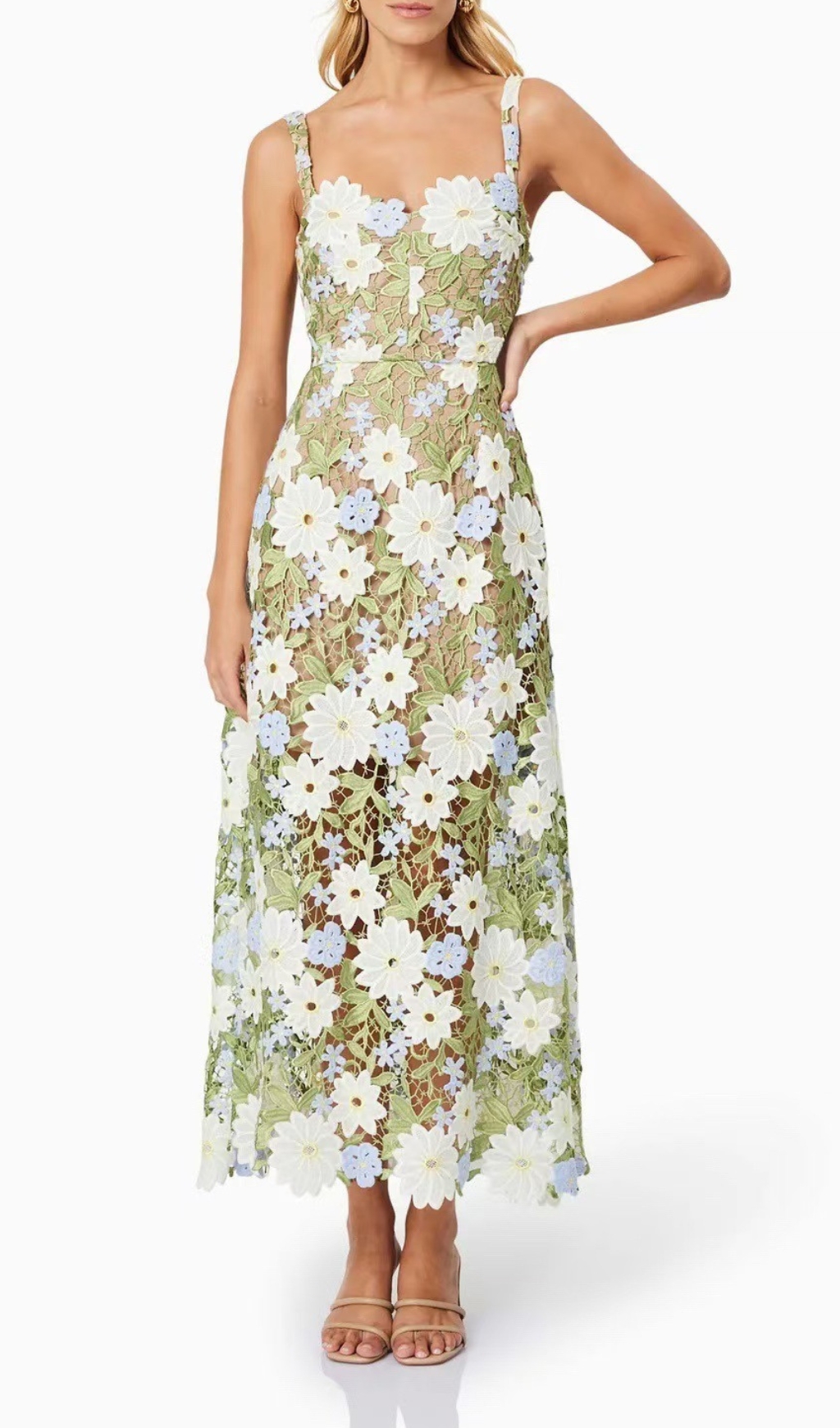 3fcad6bec96aa22b30b288c0a059fd6e.jpg Fashionslee Women Diablo Green Strappy Flower Maxi Dress