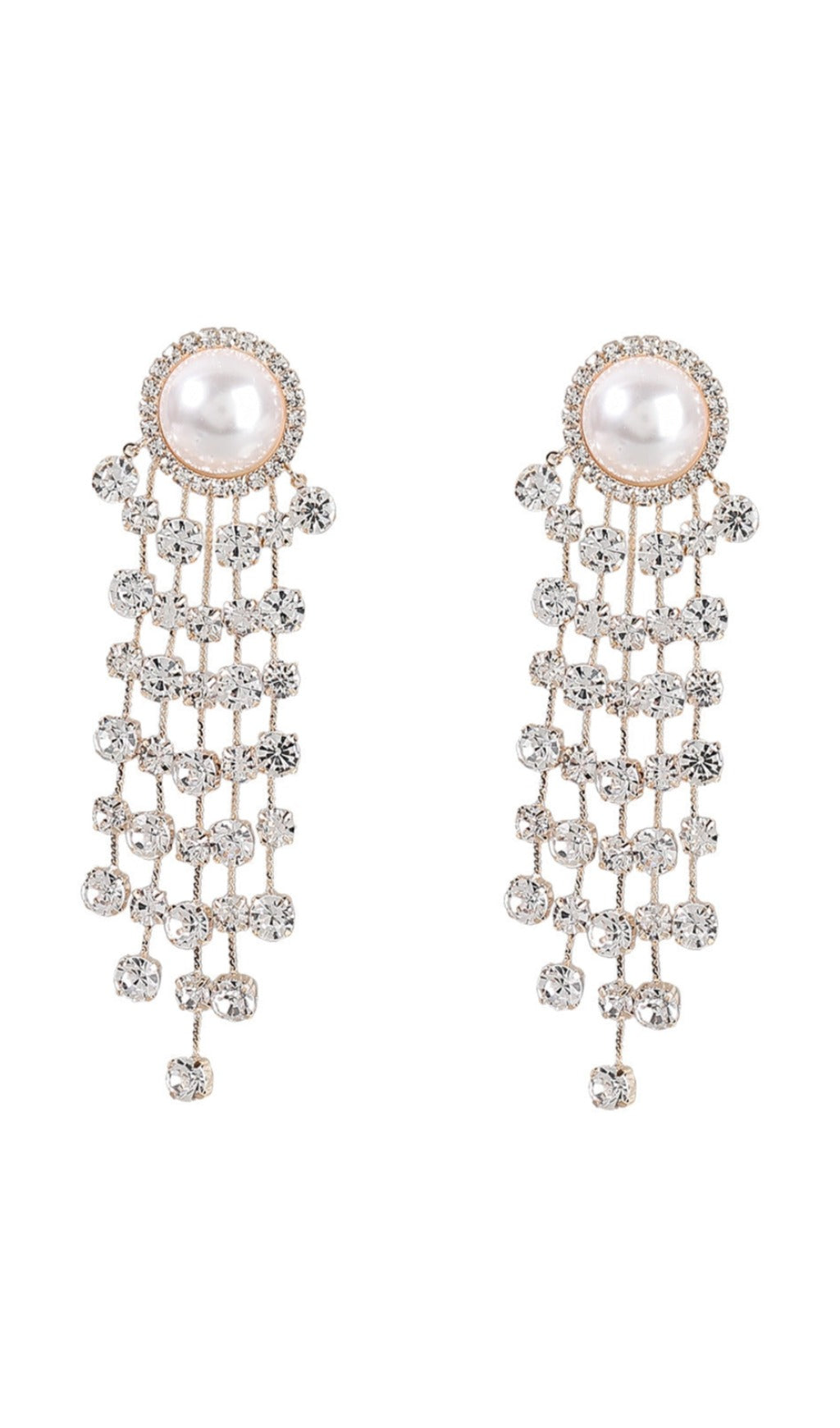 Fashionslee Women Pearl Crystal Tassel Earrings