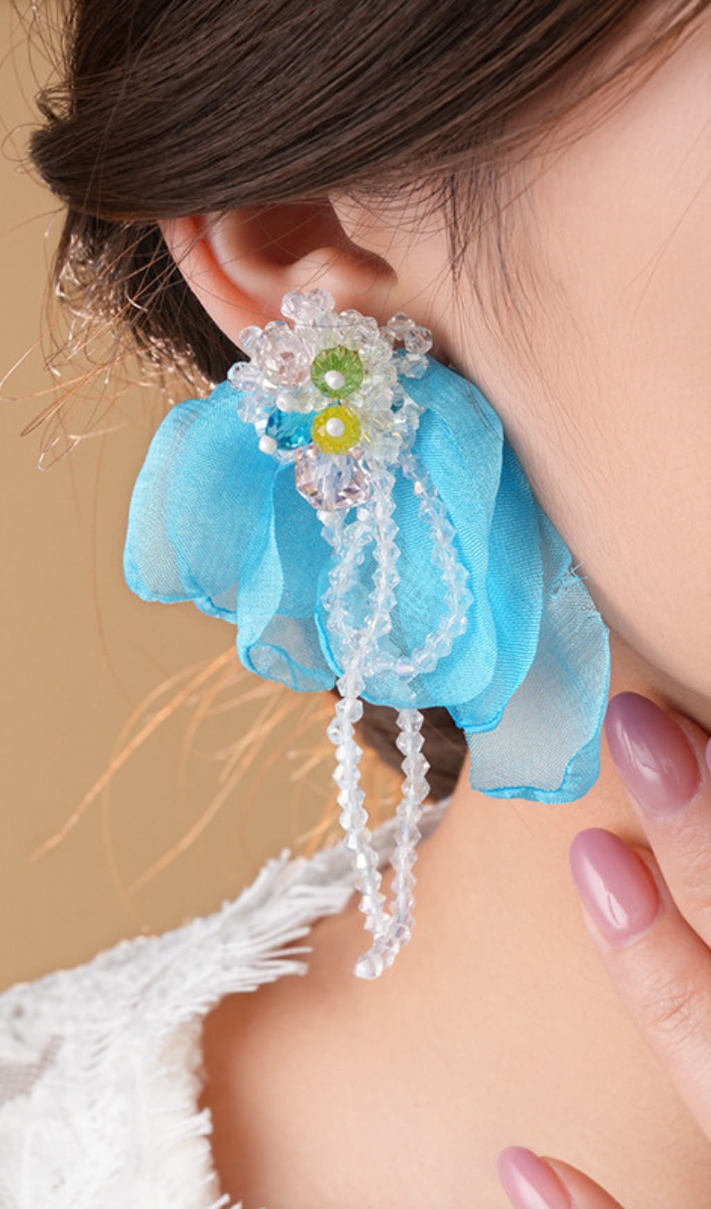 Fashionslee Women Dick Blue Flower Earrings