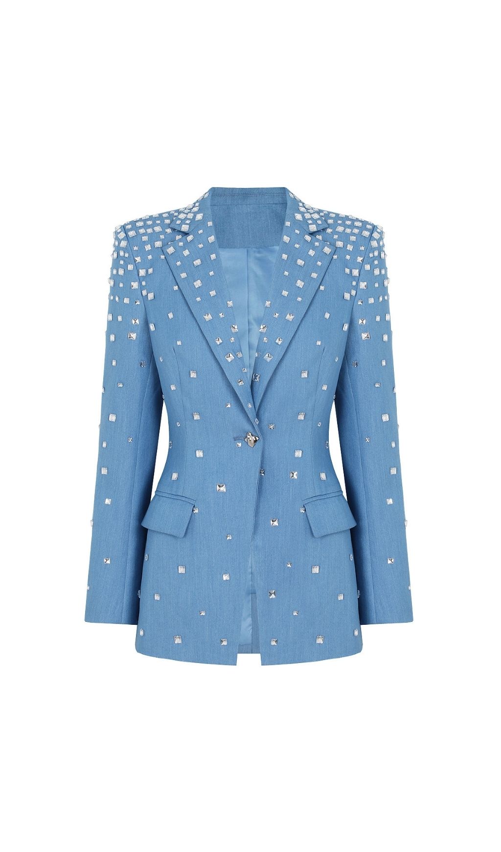 Fashionslee Women Kingsley Blue Diamante Blazer