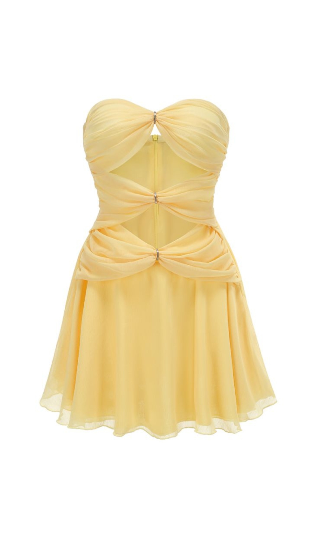 402ac04cbeb5be5ca5f8d3ed5f9c3473.jpg Fashionslee Women Bryony Yellow Strapless Cutout Mini Dress
