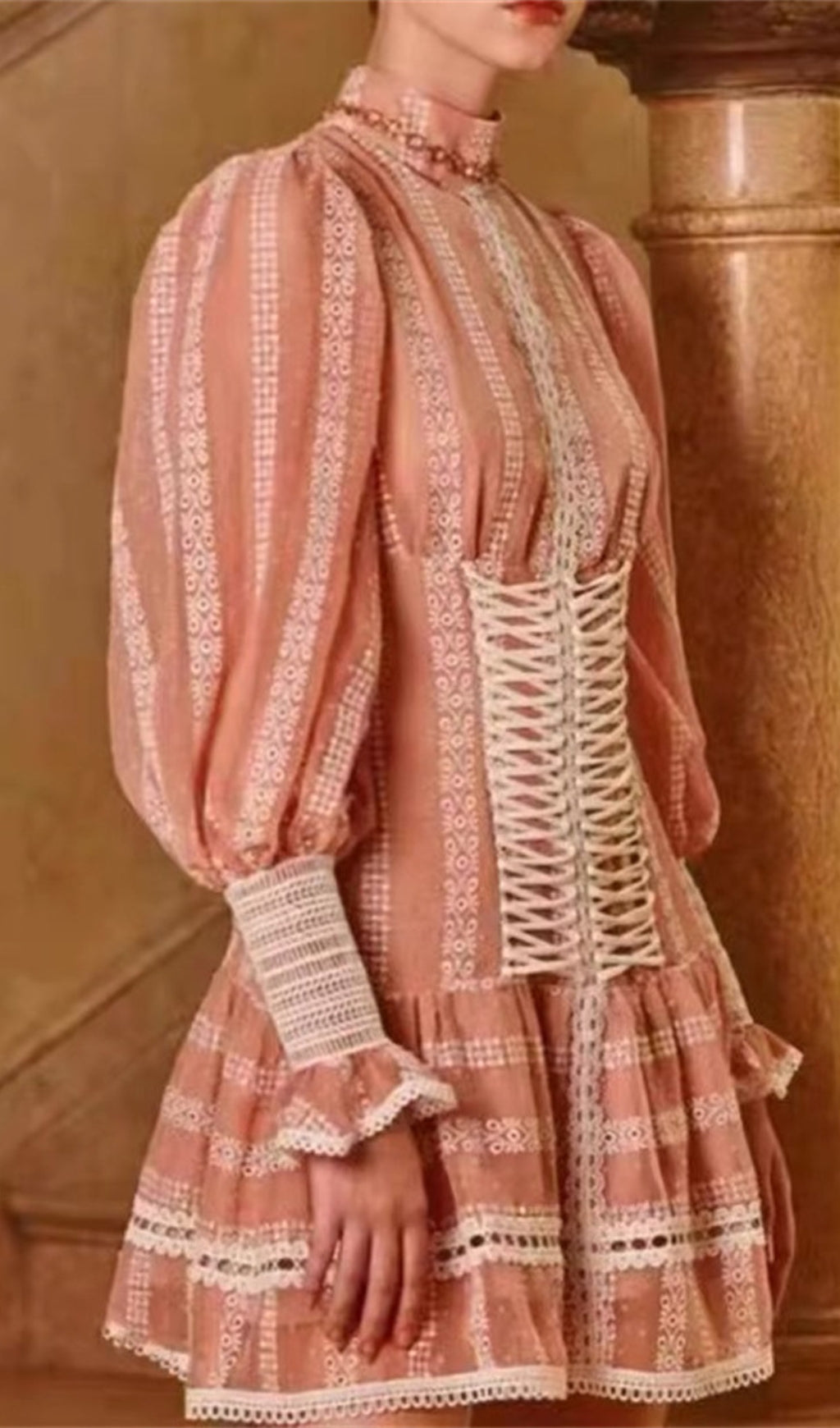 Fashionslee Women Flouncy Ruffles Short Corset Dress In Pink