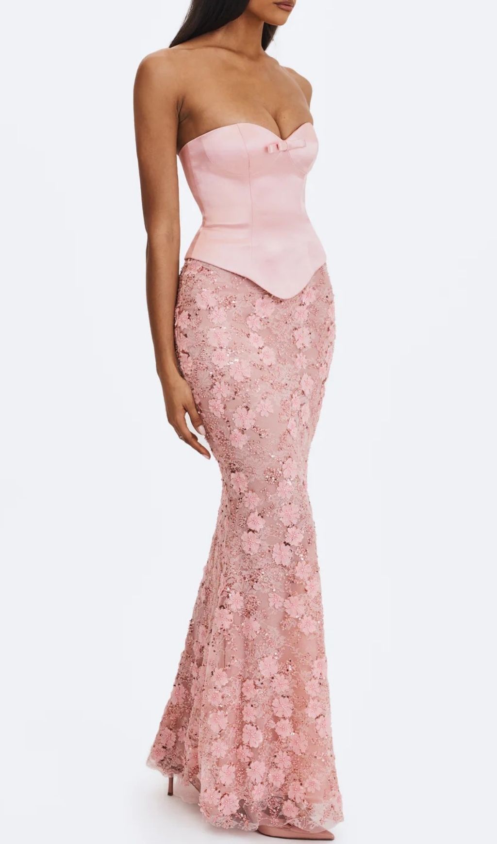 Fashionslee Women Kerith Pink Strapless Flower Maxi Dress