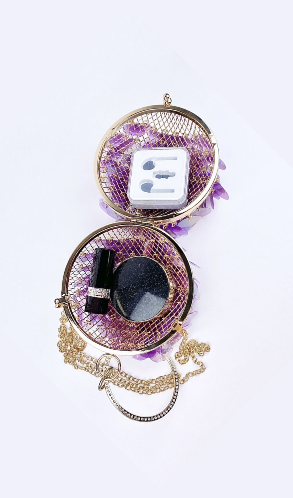 407722ade1c2bd00a57484cd55f14bf9.jpg Fashionslee Women Adaiba Purple Ball Sequin Bag