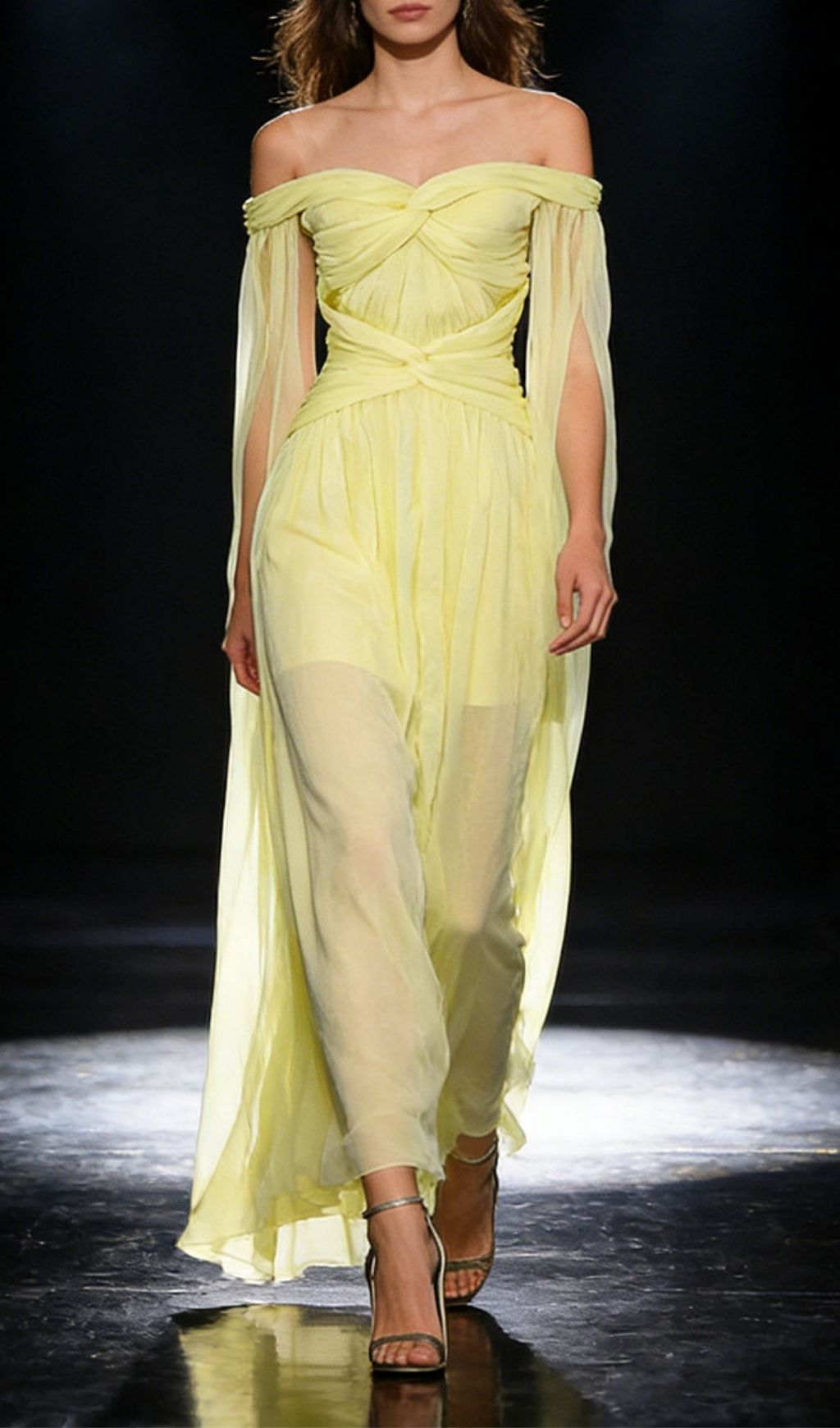 Fashionslee Women Keturah Yellow Ruched Maxi Dress