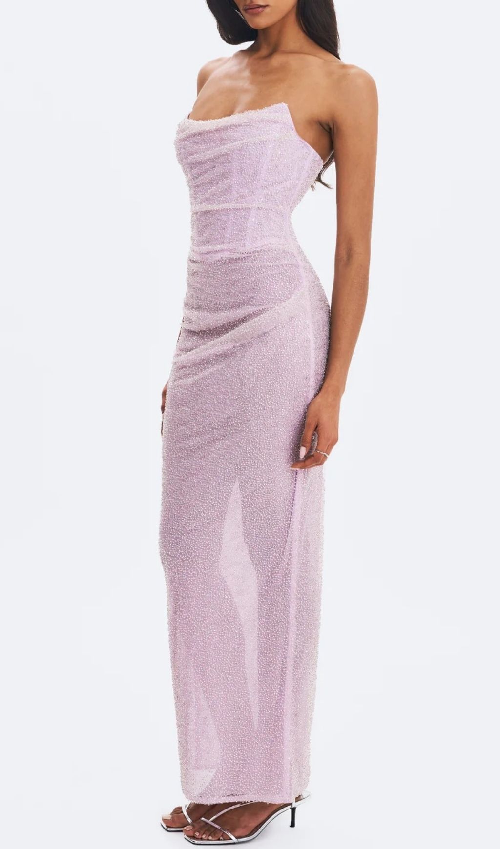 4095cd80ab23c8c6f6e336887bcfd7a4.jpg Fashionslee Women Kerrigan Pink Strapless Sequin Maxi Dress