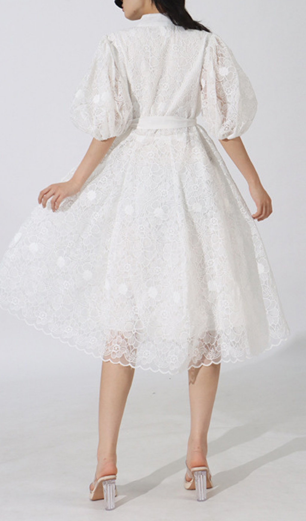 Fashionslee Women Emeril Puff-Sleeve Embroidery Midi Dress