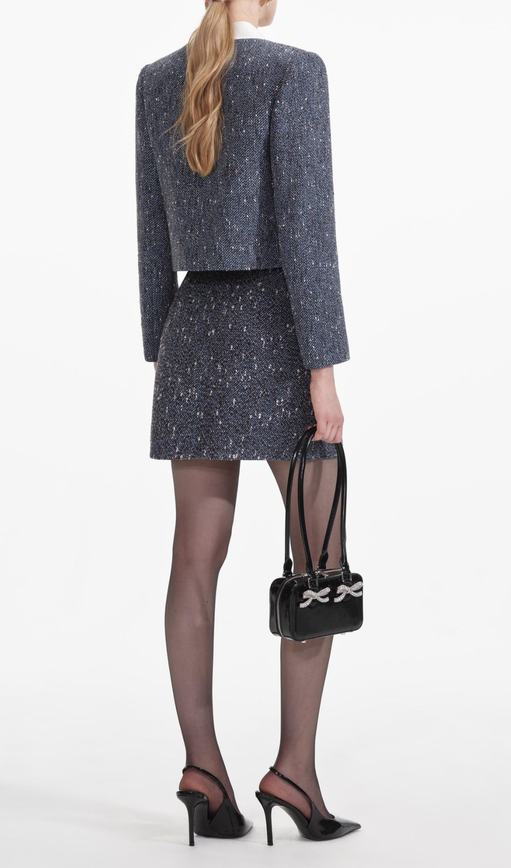 Fashionslee Women Blue Boucle Mini Skirt
