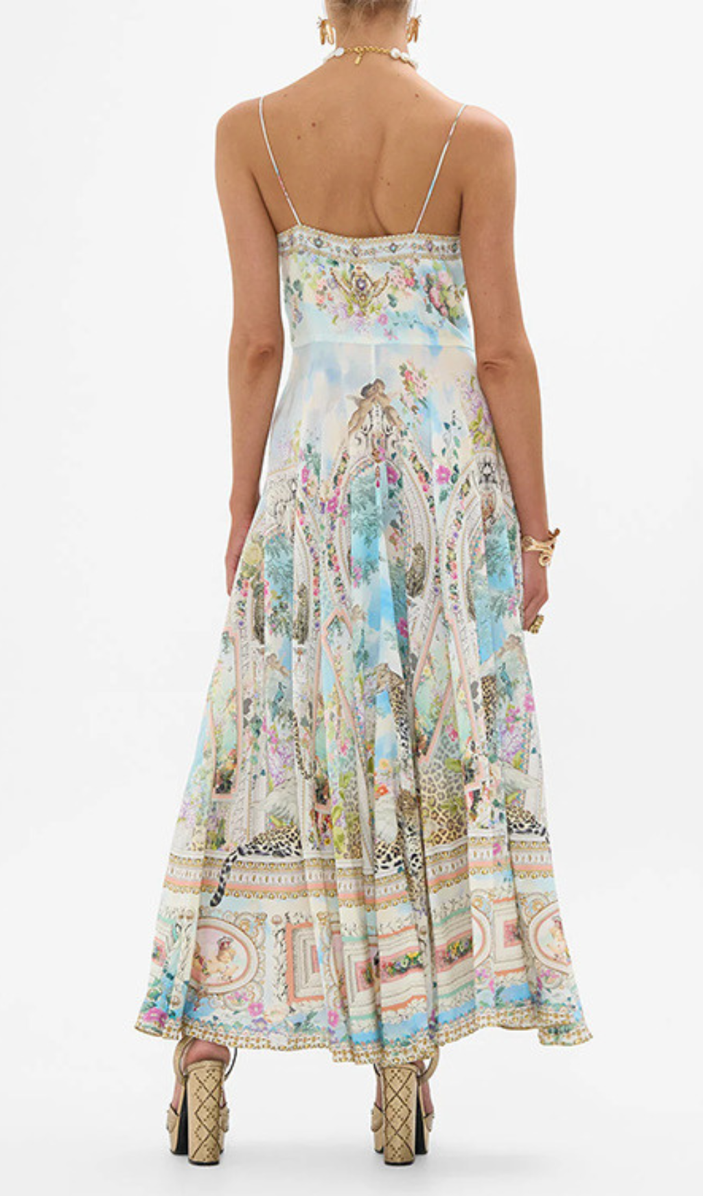 Fashionslee Women Gaynell Strappy Printed Maxi Dress
