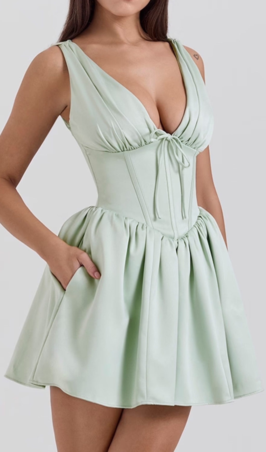 VINTAGE GREEN CORSET MINI DRESS - OWNCI VINTAGE GREEN CORSET MINI DRESS - OWNCI