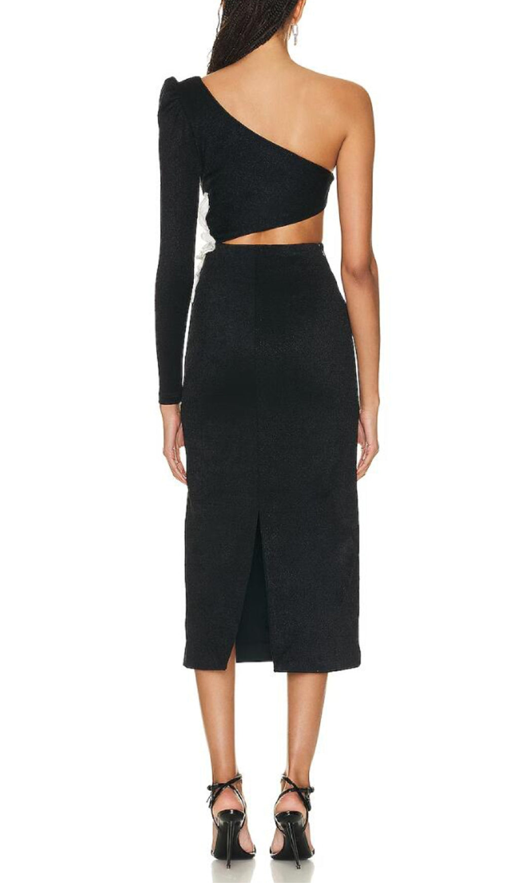 Fashionslee Women Aliyah Black Flower Bandage Midi Dress