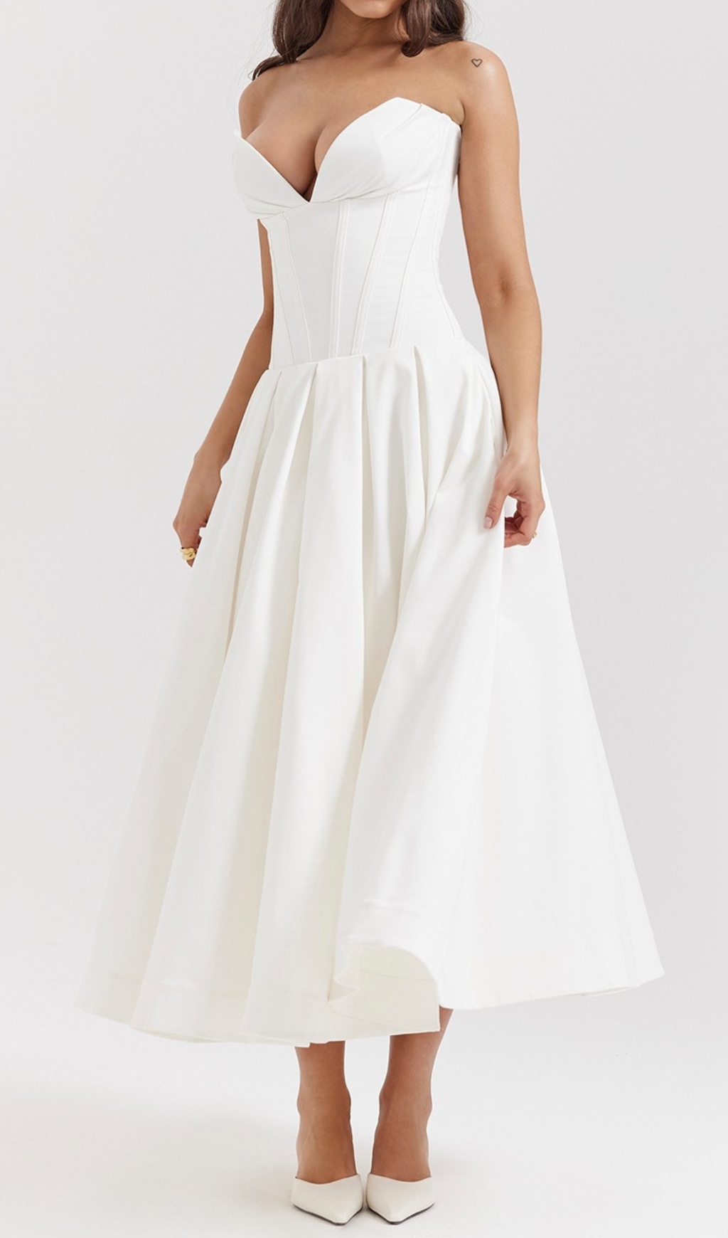 40c9a4e43e2d2c9e118ceebeeedc0c4e.jpg Fashionslee Women Devani White Strapless Corset Midi Dress