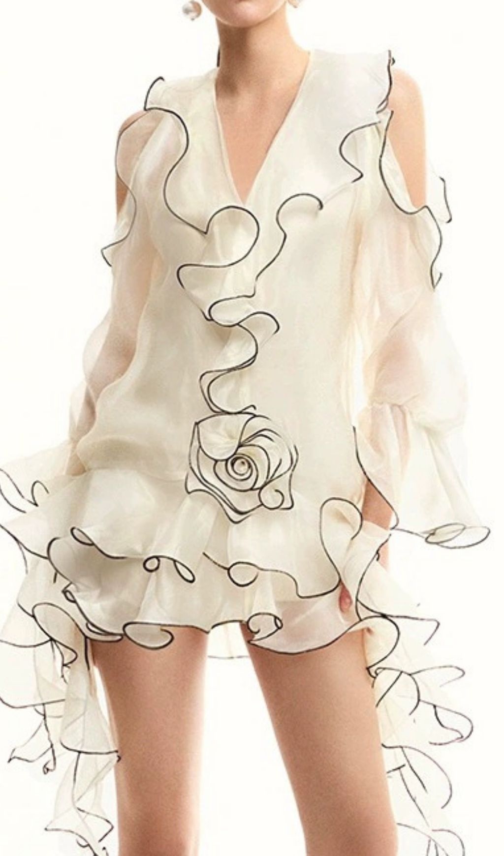 Fashionslee Women Eudoxie White Ruffle Mini Dress