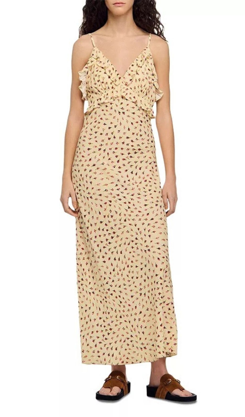 40efc82dc69143c98d913bd8a1f670a7.jpg Fashionslee Women Soleane Flower Print Ruffle Maxi Dress