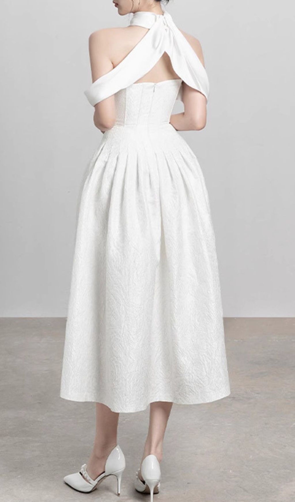 Fashionslee Women Jela White Corset Midi Dress