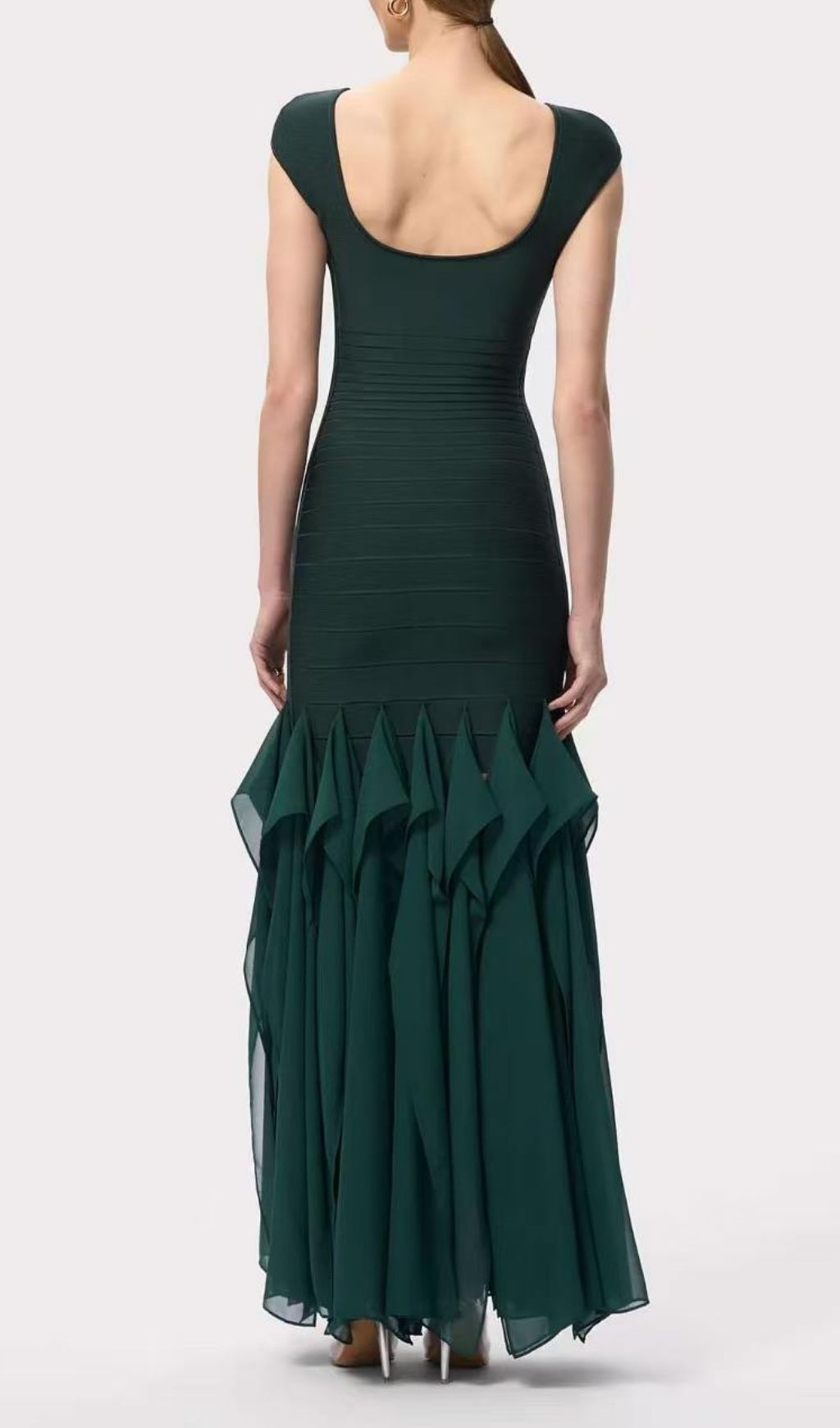 Fashionslee Women Keltie Green Ruffle Bandage Maxi Dress