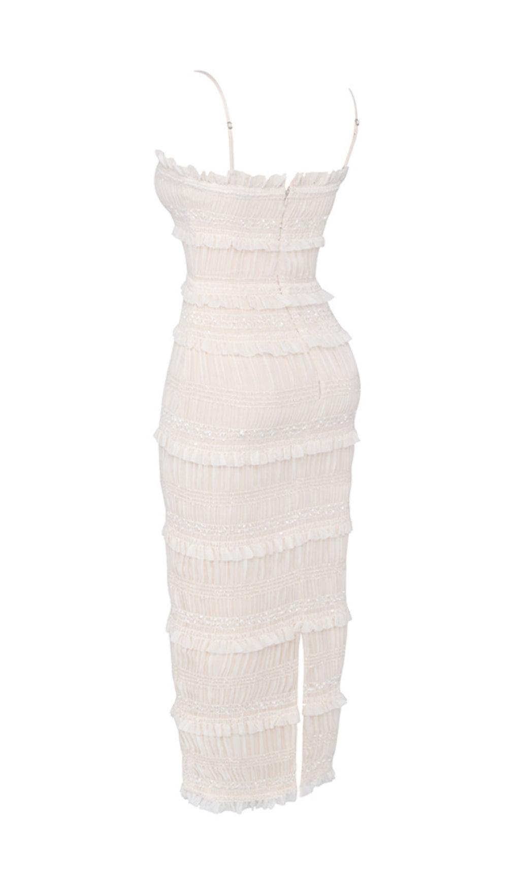 4132aeba5cdf6a252f002546c78ffcd3.jpeg Fashionslee Women Ivory Sequin Pleat Maxi Dress