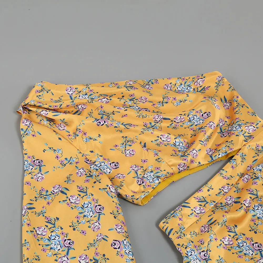 VINTAGE FLORAL ONE SHOULDER MAXI DRESS - OWNCI VINTAGE FLORAL ONE SHOULDER MAXI DRESS - OWNCI