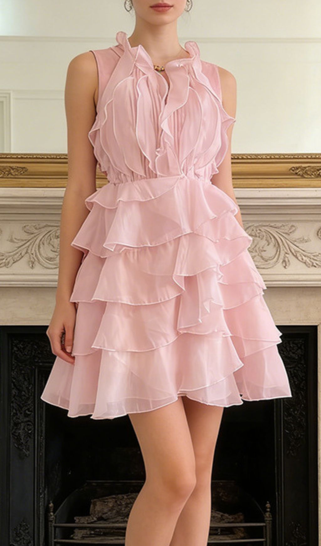 Fashionslee Women Kadyn Halter Ruffle Mini Dress
