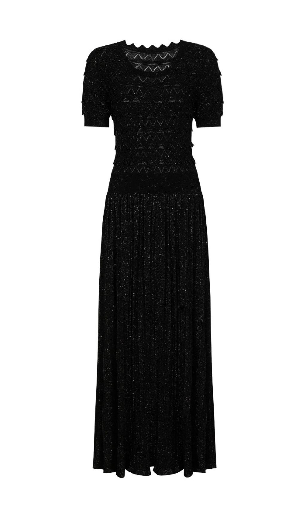Fashionslee Women Kirima Black Short Sleeve Knit Midi Dress