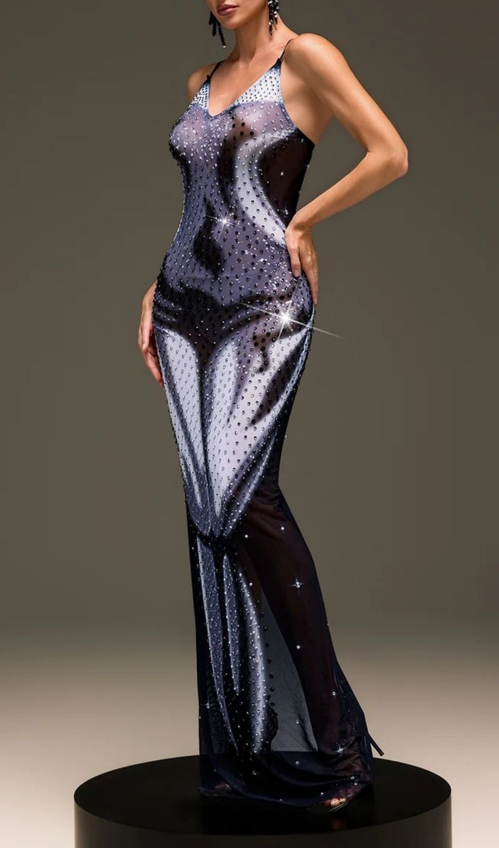 CLASSIC SPAGHETTI RHINESTONE MAXI DRESS - OWNCI CLASSIC SPAGHETTI RHINESTONE MAXI DRESS - OWNCI