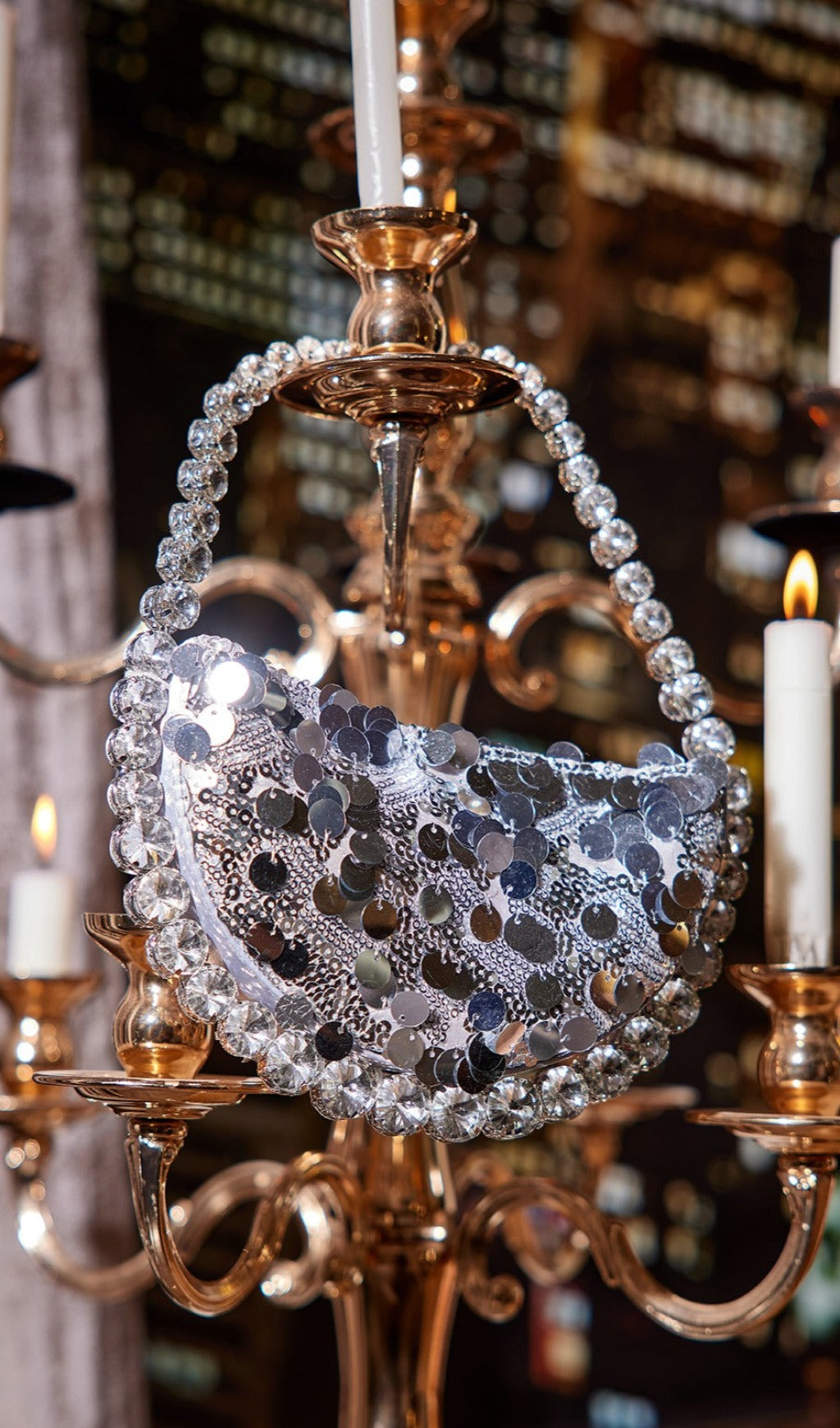 Fashionslee Women Rhinestone Sequin Clutch In Silver