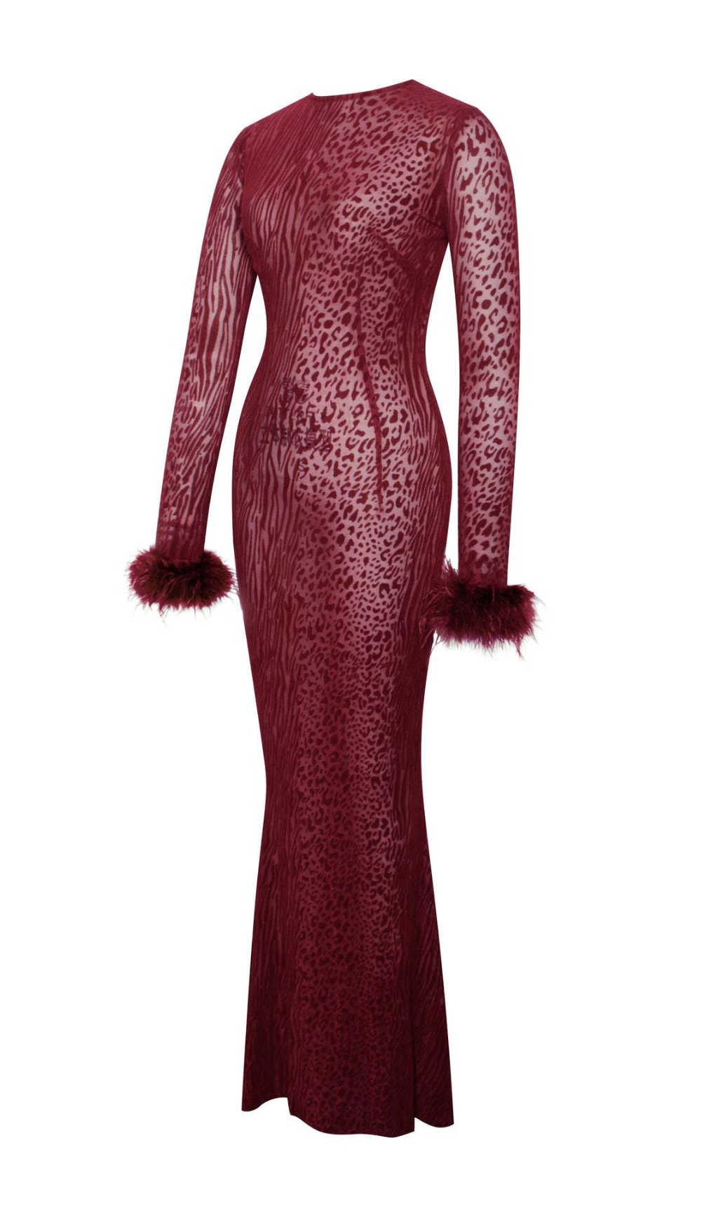 VINTAGE MESH FEATHER MAXI DRESS - OWNCI VINTAGE MESH FEATHER MAXI DRESS - OWNCI