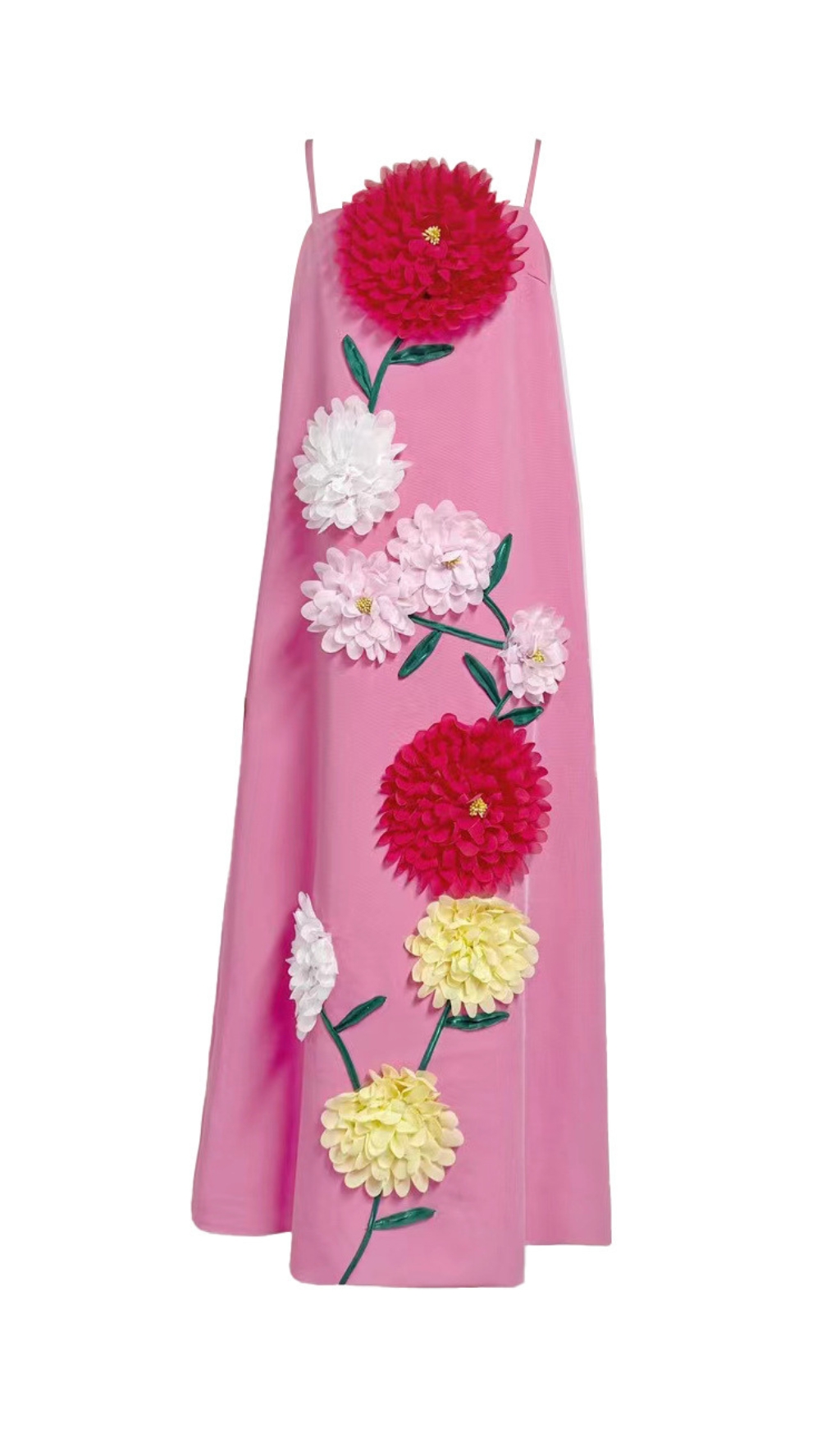 Fashionslee Women Erica Pink Strappy Flower Maxi Dress