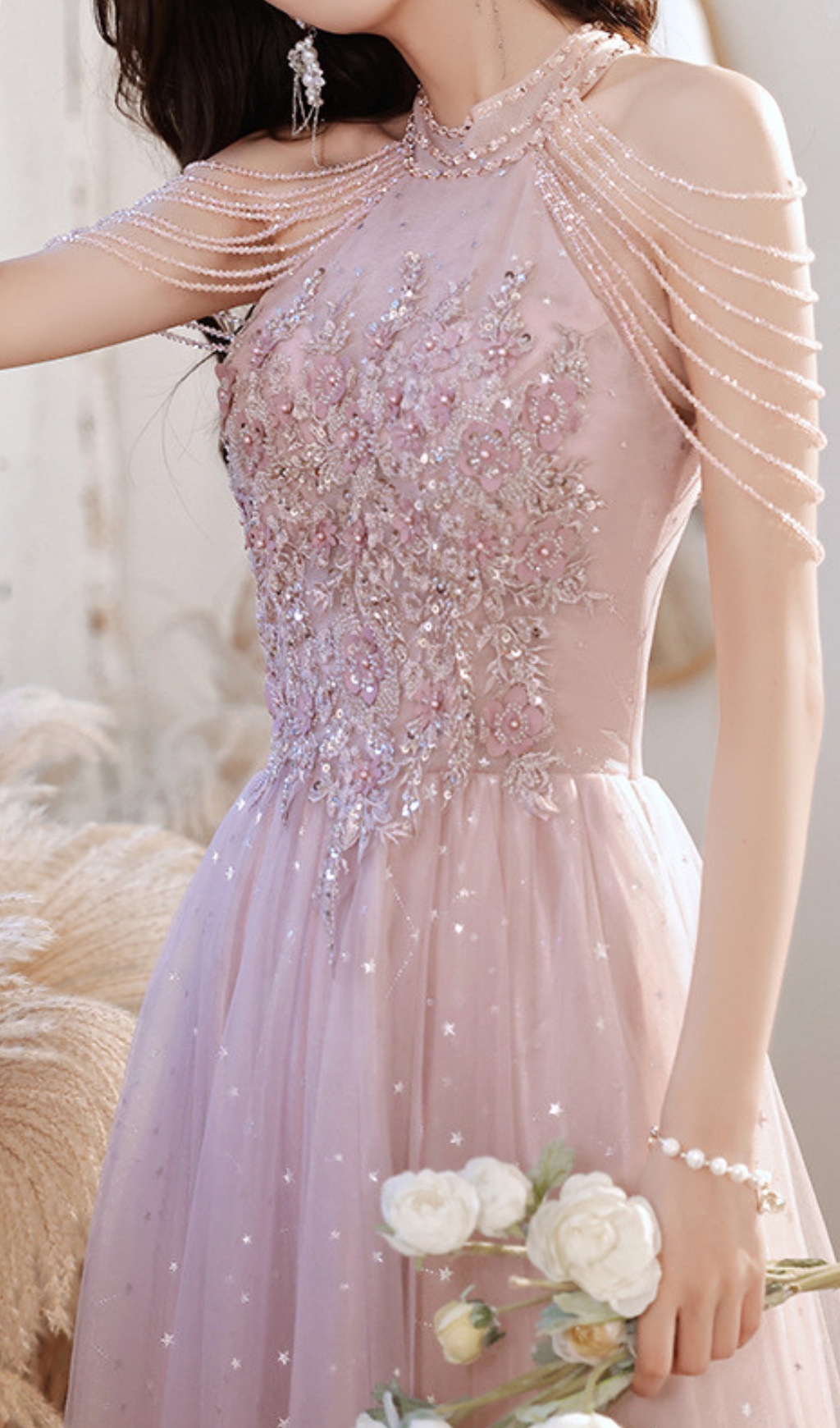 4200b060fc3a126c097321ab754e0814.jpg Fashionslee Women Cleon Halter Flower Sequin Maxi Dress