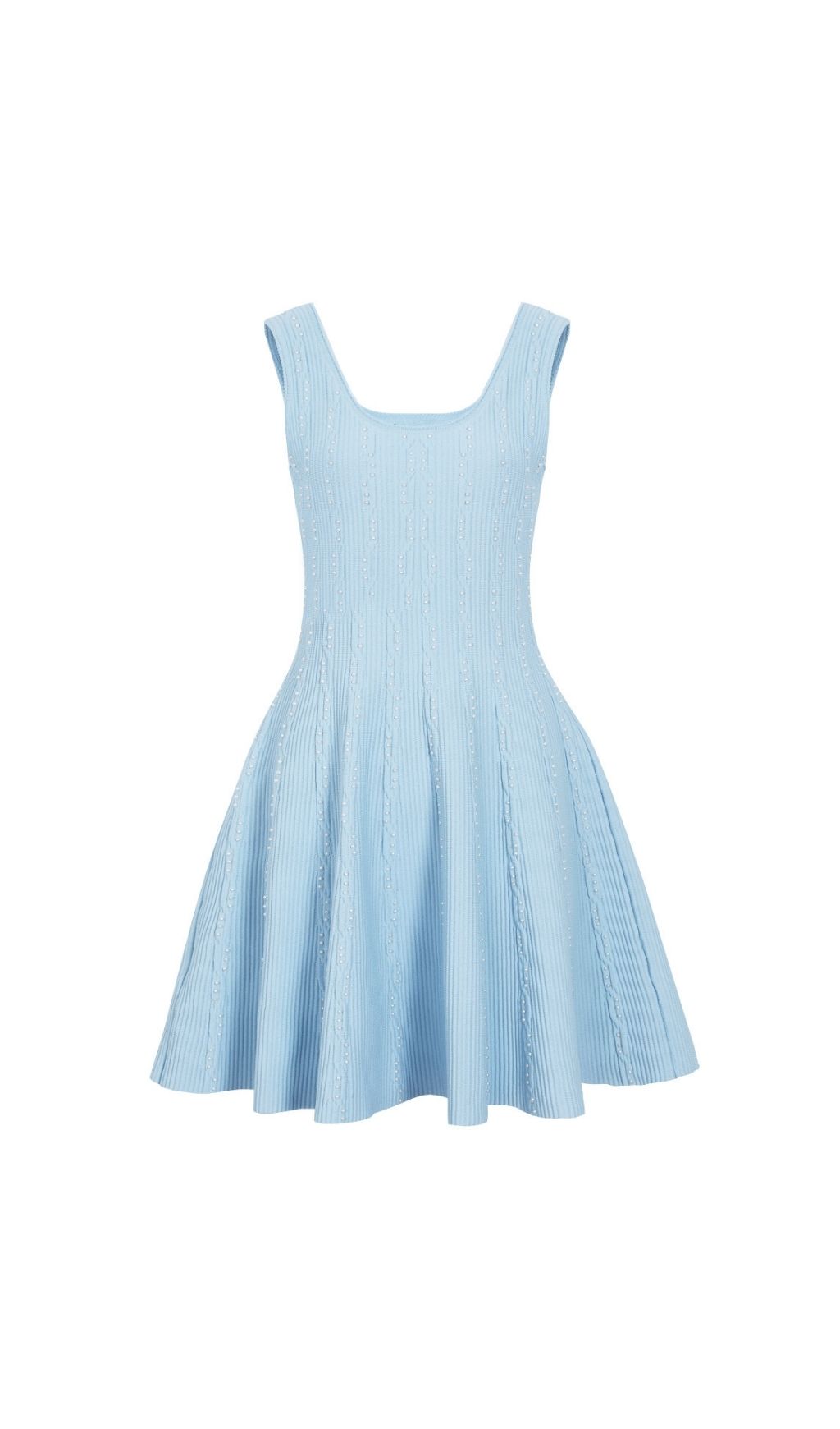 Fashionslee Women Kinneret Blue Sleeveless Beaded Knit Mini Dress