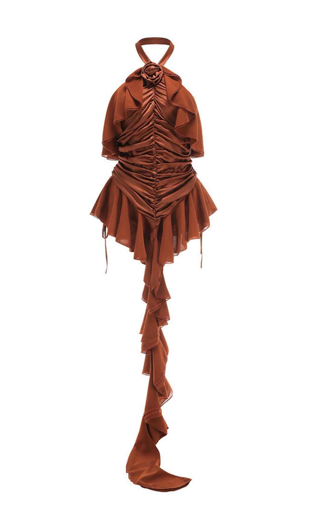 422d077e27d36b0c7d7211f56dd85a82.jpg Fashionslee Women Jerom Halter Flower Ruched Dress