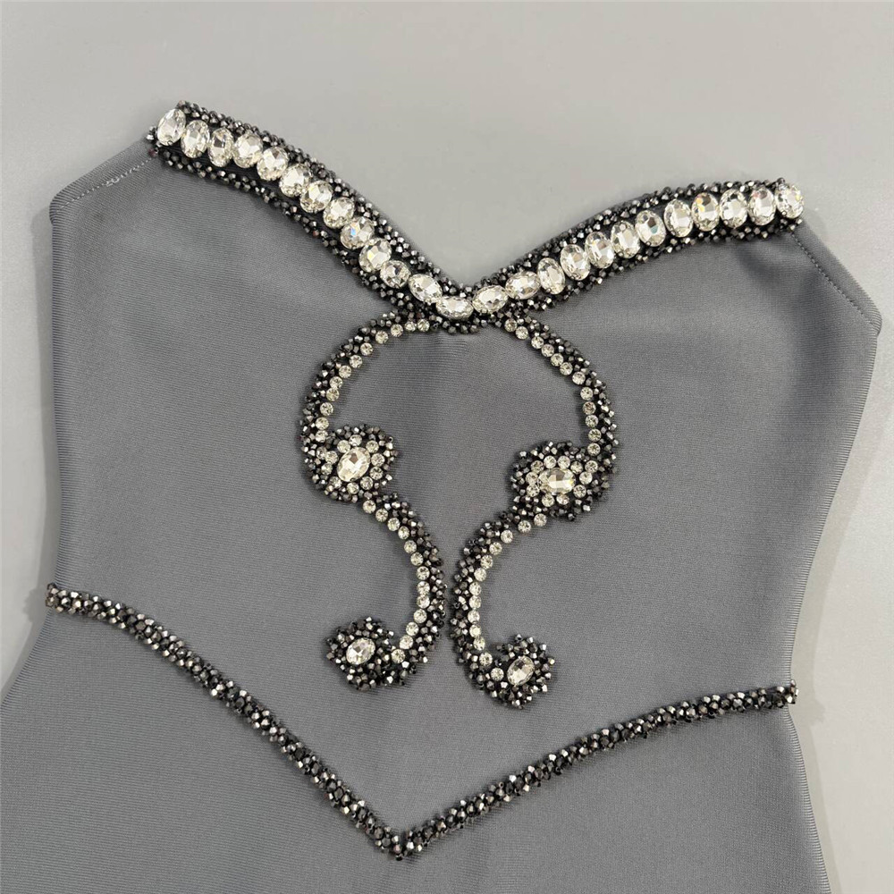 Fashionslee Women Grete Strapless Diamante Bandage Maxi Dress