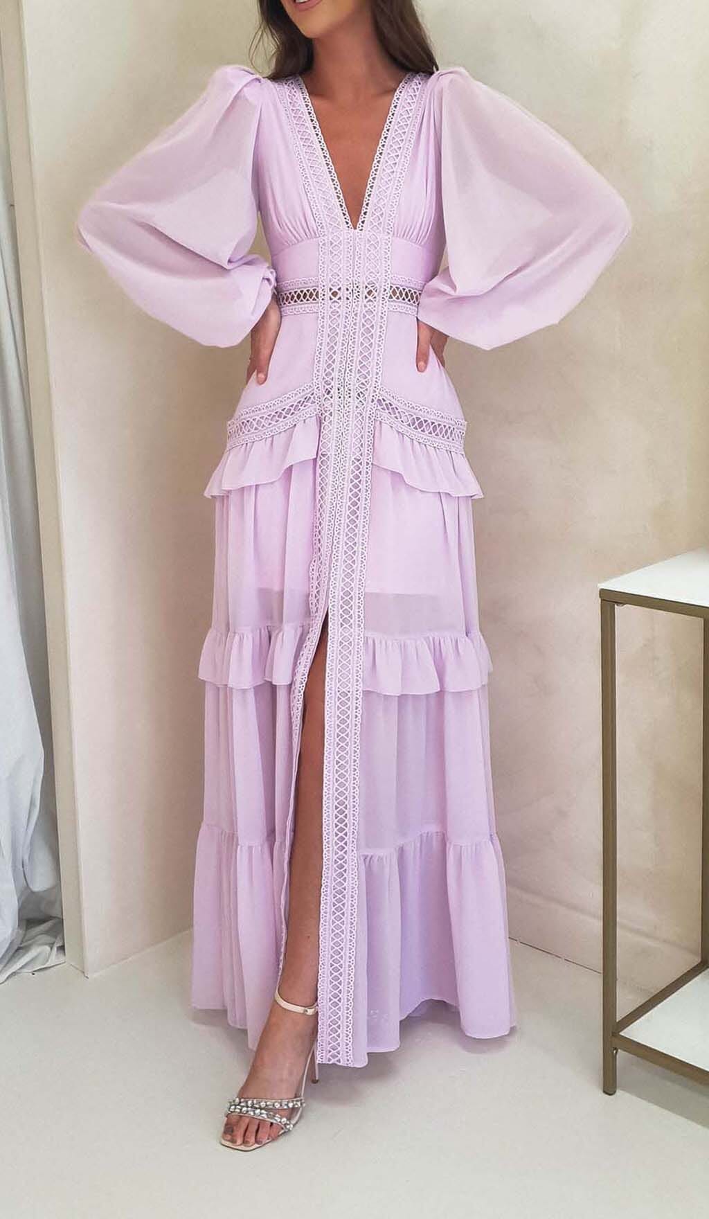 426cec5e255376c0144228b9f6e6a914.jpeg Fashionslee Women Long Sleeve Ruffle Maxi Dress In Lilac