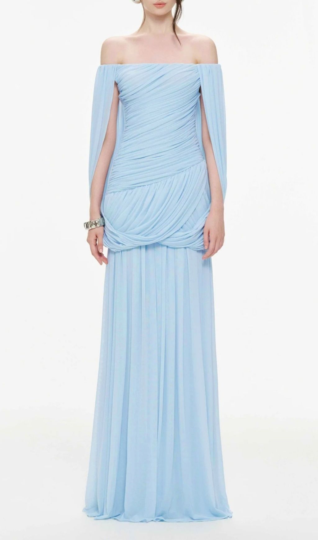 Fashionslee Women Kelsy Ruched Off-Shoulder Maxi Dress
