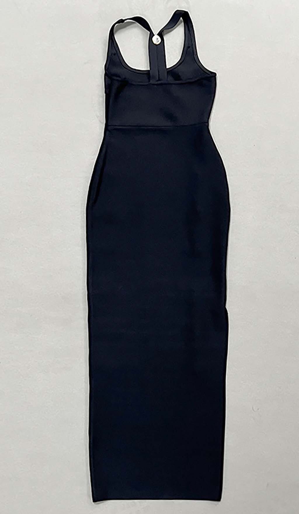 Fashionslee Women Buckle Bandage Maxi Dress In Black