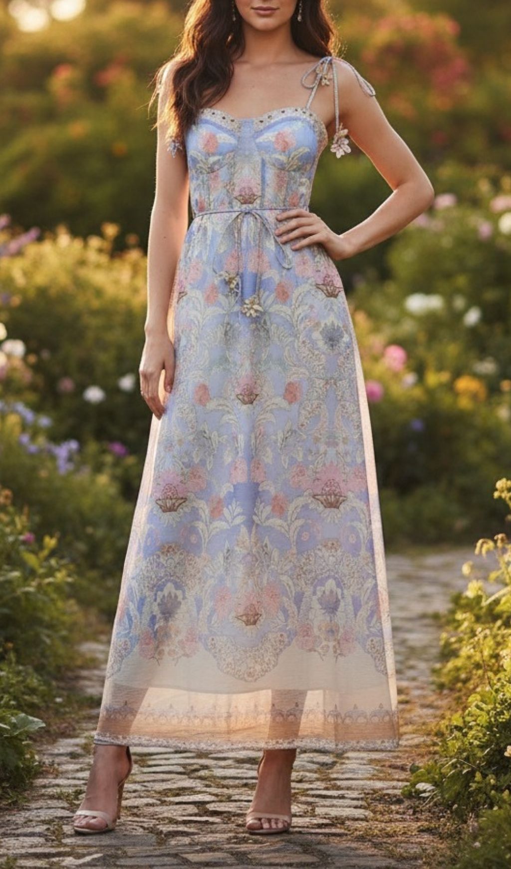 Fashionslee Women Kamaile Strappy Printed Maxi Dress