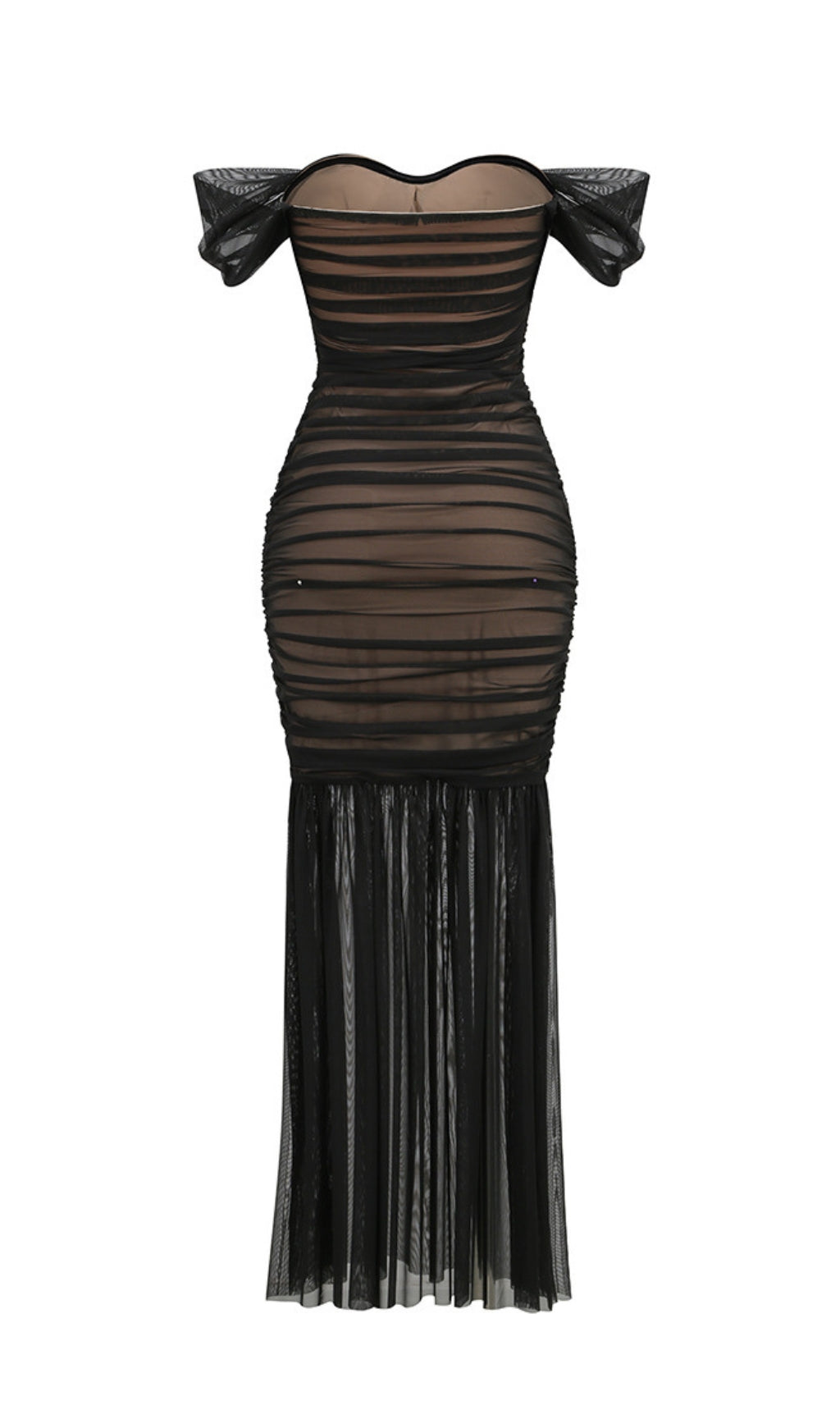 42ba9329006ff26424016efaf2a1afc0.jpeg Fashionslee Women Off Shoulder Mesh Ruched Maxi Dress