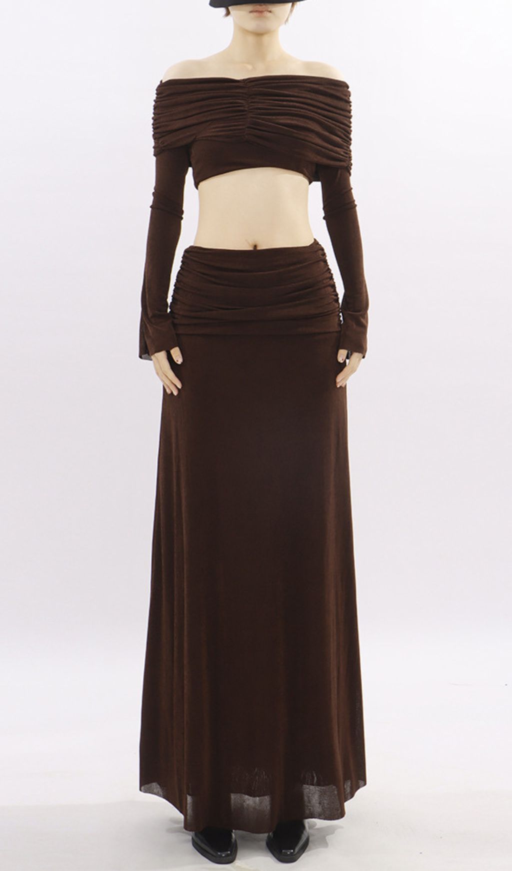 42c964b15e84f7a94adf1ae0a2af6926.jpg Fashionslee Women Källa Coffee Ruched Two-Piece Set