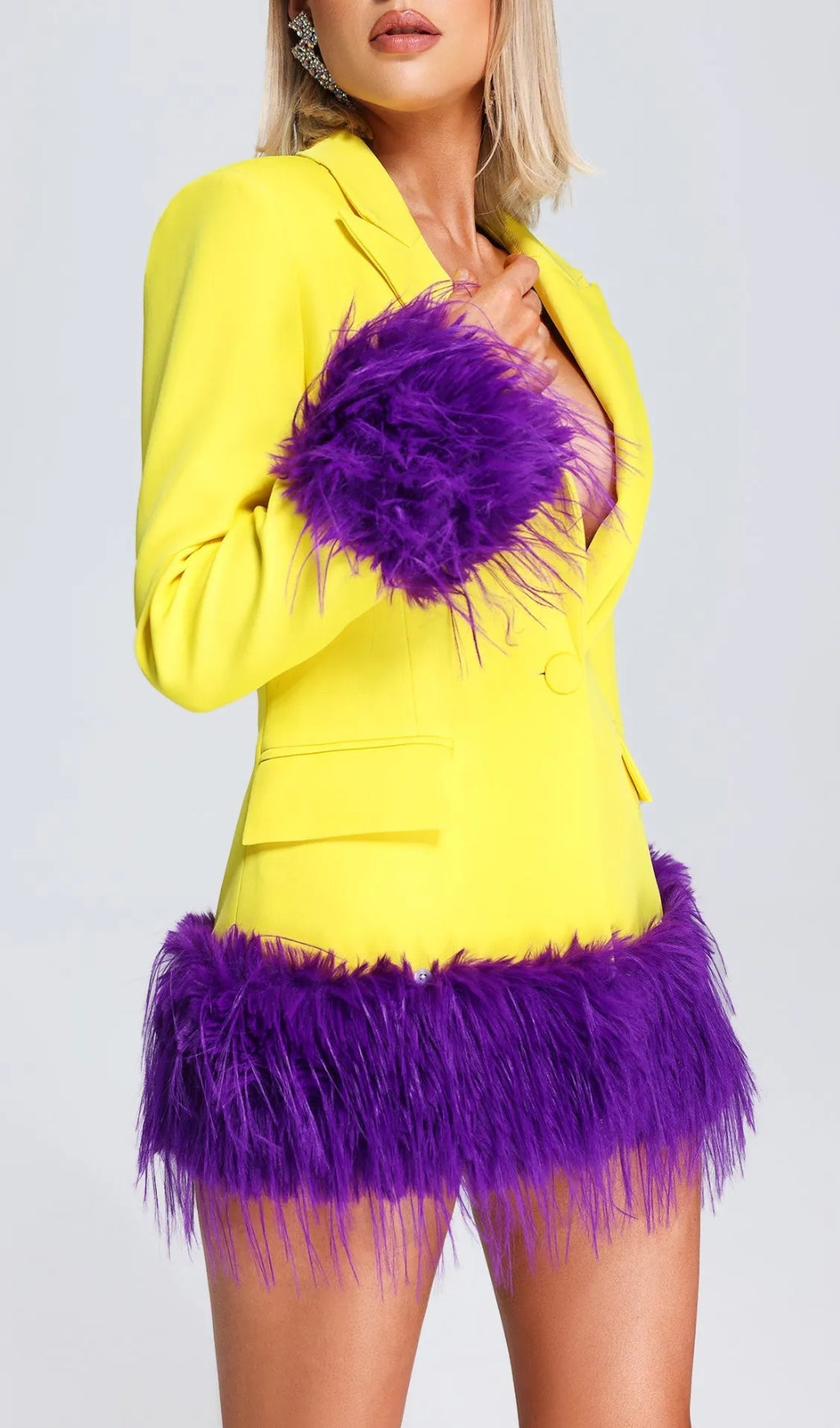 VINTAGE FEATHER BLAZER DRESS – TRENDING AESTHETIC - OWNCI
