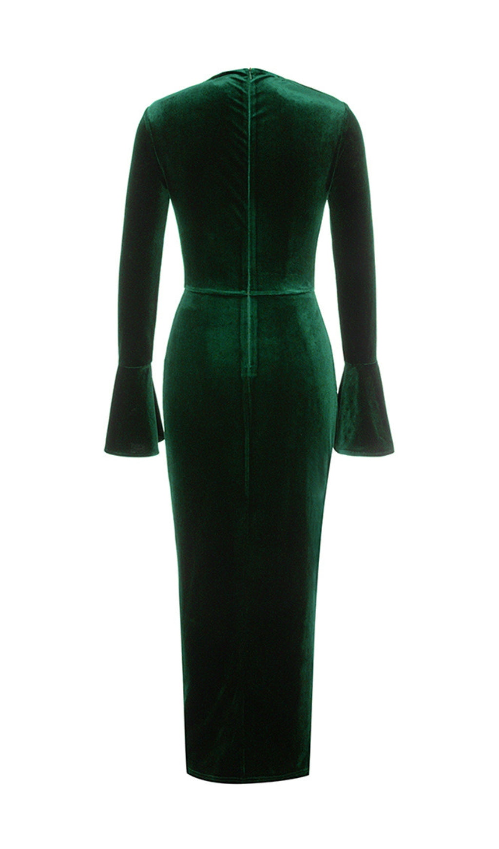 TRENDING GREEN FLOUNCE DRESS WITH SPLIT - OWNCI TRENDING GREEN FLOUNCE DRESS WITH SPLIT - OWNCI